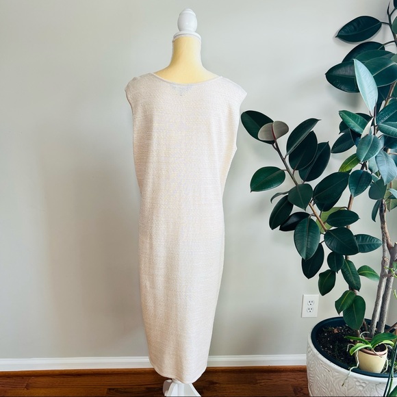 Ming Wang sleeveless shift midi dress golden thread - Picture 4 of 8